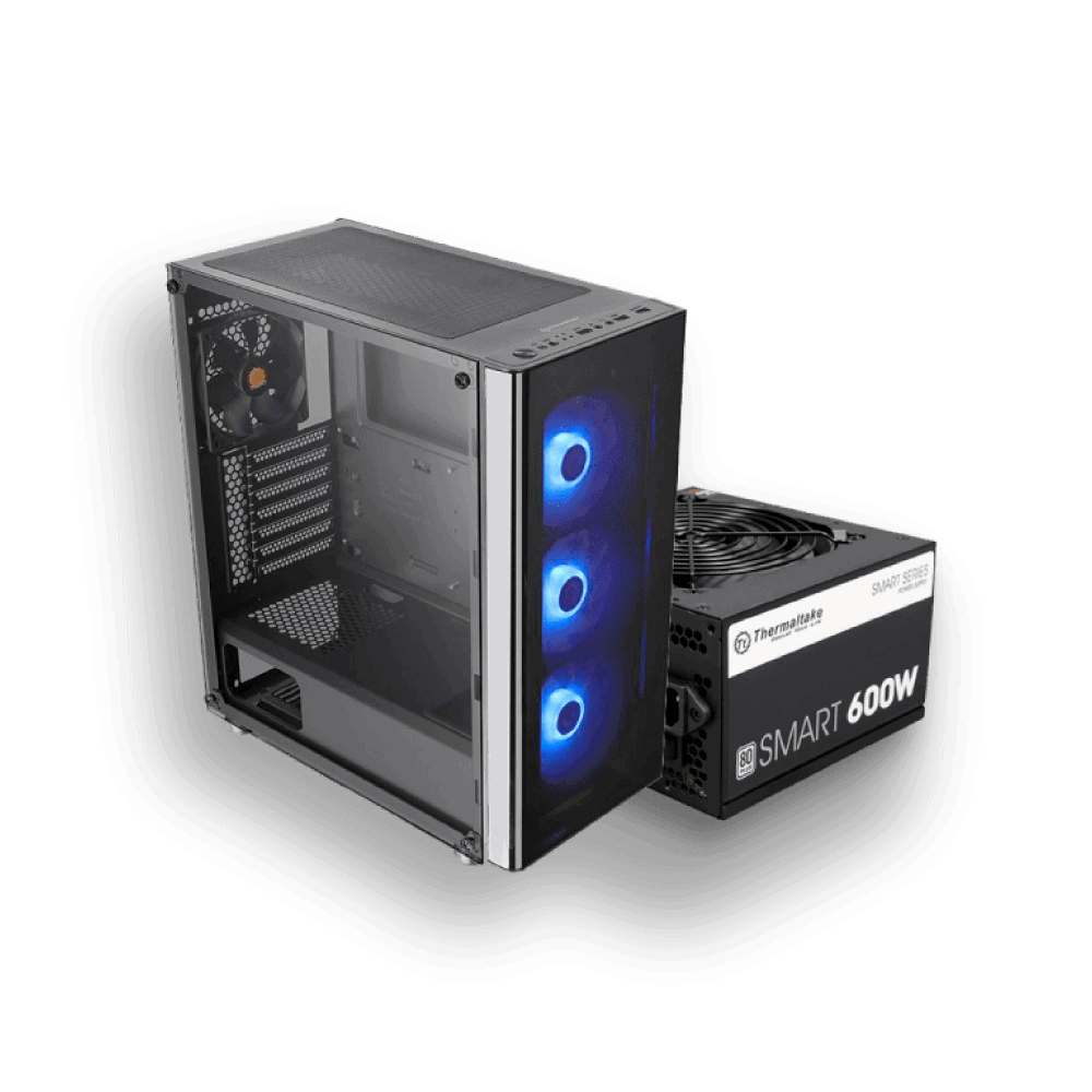 17025 THERMALTAKE V200 VT 3RGB+ THERMALTAKE 600W 80P WHITE - Imagen 1