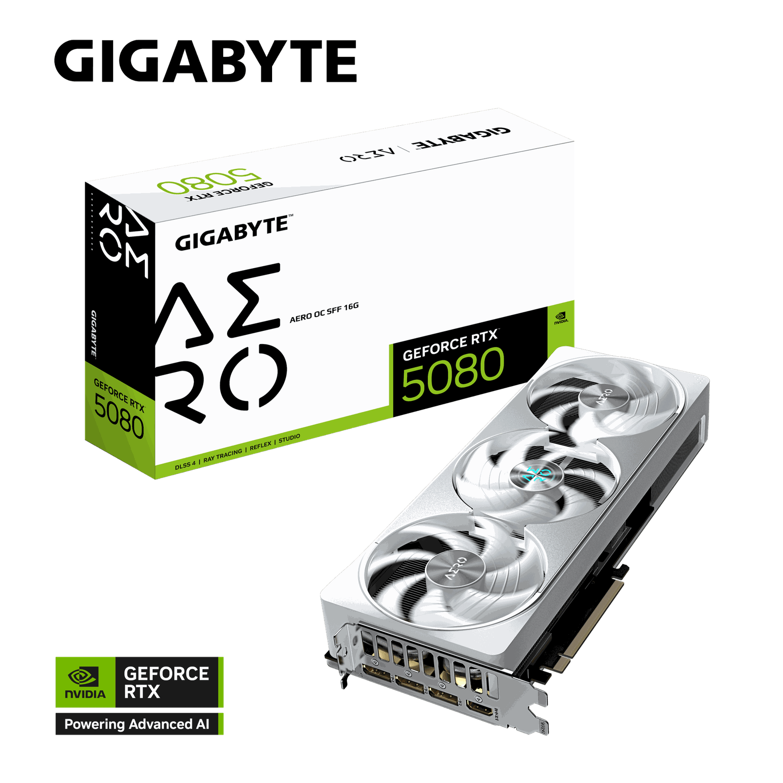 GeForce-RTX™-5080-AERO-OC-SFF-16G-10 GIGABYTE AERO RTX 5080 16GB WHITE OC - Imagen 1